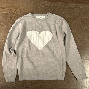 Pink Martini Light Gray Sweater with White Heart